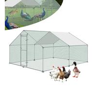 ORHEYA Gallinero de metal para gallineros con techo de protección solar, cercado al aire libre, pajarera, gallinas, gallinas, gallinas, cercado para animales pequeños (3 x 4 x 2 m)