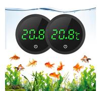 ORIA 2 Piezas Termómetro de Acuario, Termómetro para Pecera Pantalla LED, Termómetro Digital de Alta Precisión de 0.1℃ con Botone Táctile, Batería para Tanque de Acuario de Vidrio Tropical - Negro