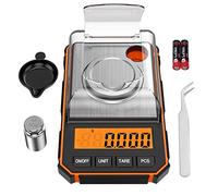 ORIA Báscula Digitales de Precisión 0.001g, Báscula de Bolsillo con Peso de Calibración de 50g y Pinzas Electrostáticas, Báscula de Cocina con Tara y Pantalla LCD Retroiluminada - Naranja