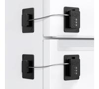 ORIA Cerradura para Refrigerador con Código, 2 Paquete Cerraduras de Seguridad para Niños Autoadhesivas Sin Taladrar, Cerraduras para Ventanas, Gabinetes y Cajones