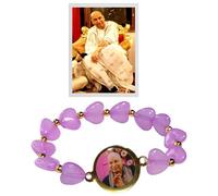 ORIA FASHION Jai Guruji Swaroop Pulsera | Pulseras Guru Ji | Pulsera espiritual con cuentas de corazón multicolor para hombres y mujeres | Bendiciones devocionales (en forma de corazón). Color: morado