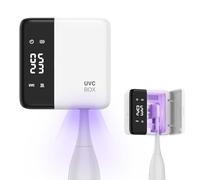 ORIA Porta Cepillo de Dientes con Esterilizador UV, Soporte para Cepillo de Dientes Montado en la Pared con Pantalla LED con Secado por Aire Caliente y Recargable