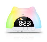 ORIA Reloj Despertador Infantil, Reloj Despertador Digital con Luz Nocturna de 11 Colores RGB, 10 Música Relajante, Dual Alarmas, Entrenador de Sueño para Niños