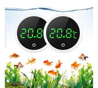 ORIA Termómetro de Acuario, 2 Piezas Termómetro para Pecera Pantalla LED, Termómetro Digital de Alta Precisión de 0.1℃ con Botones Táctiles, Batería Reemplazable