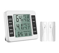 ORIA Termómetro del Refrigerador, Termometro Congelador Digital con 2 Sensores, Termómetro para Nevera para Interior y Exterior con Pantalla LCD y Audible de la Alarma, Registro Max/Min - Blanco