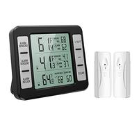 ORIA Termómetro del Refrigerador, Termometro Congelador Digital con 2 Sensores, Termómetro para Nevera para Interior y Exterior con Pantalla LCD y Audible de la Alarma, Registro Max/Min - Negro