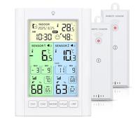 ORIA Termómetro Digital para Refrigerador, Termómetro para Congelador con 2 Sensores Inalámbricos, Pantalla a Color, Alarma, Máx y Mín, Horario de Verano, Alimentación por Batería o USB para Hogar