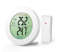 ORIA Termómetro Higrómetro Digital Interior Exterior, Medidor de Humedad y Temperatura, Redondo LCD Pantalla Temperatura con Sensor, Min/MAX, °C/°F & Icono de Low Batería para Hogar, Oficina, etc