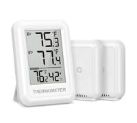 ORIA Termómetro Higrómetro Digital, Termómetro Inalámbrico para Interiores y Exteriores con 2 Sensores, Medidor de Temperatura y Humedad con Valor Máx/Mín, °C/°F Seleccionable para Hogar, Invernadero