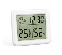 ORIA Termómetro Higrómetro Interior, Mini Termómetro Digital para Habitación con Hora, Fecha, ℃/℉ Conmutable, Calibración, Monitor de Temperatura y Humedad con Pilas para Dormitorio, Hogar