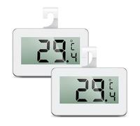 ORIA Termómetro para Refrigerador, 2 Piezas Termómetro Digital para Congelador, Mini Termómetro Impermeable con Pantalla LCD y Alarma de Hielo, 3 Métodos de Montaje para el Hogar, Cocina, Bar - Blanco