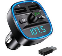 ORIA Transmisor FM Bluetooth 5.3 para Coche, Manos Libres para Coche Inalámbrico Reproductor MP3, Adaptador de Radio con Dual USB,QC3.0 Carga Rápida, Acepta Tarjetas SD USB y Flash Drive