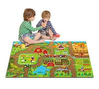 Oriate Alfombra de juego de ensueño para niños, alfombra de juego de interacción entre padres e hijos, para animales de granja, tractor, juguetes, ideal para niños, para dormitorio, sala de juegos