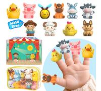 Oriate Marionetas de dedo de animales de granja, juguete de baño para niños con bolsa de almacenamiento, juguete para niños pequeños para la hora del cuento con escenario de actuación