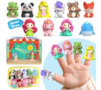 Oriate Muñecas de Dedo de Cuento de Hadas Juguetes para niños pequeños, Cuentos de Tiempo, Juguetes con Pretend Play Stage, Juguete de baño para niños pequeños con Bolsa de Almacenamiento, 12 m + 10