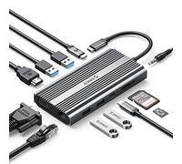 ORICO 12 en 1 USB C Hub con 4K HDMI, PD 100 W, 1 Gbps Ethernet, 4 USB 3.0, SD/TF, VGA, 3,5 mm Audio, USB C Adaptador Compatible con Windows/Mac OS