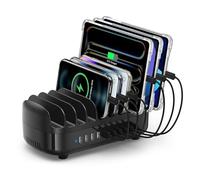 ORICO 120W Estación De Carga para Múltiples Dispositivos, 10 Puertos USB Estación De Carga con Ventilador De Refrigeración, Compatible con iPhone, iPads, Android y Tabletas, Negro