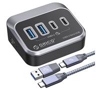 ORICO 4 Puertos Hub USB 3.2 Gen2 con 2 USB-A y 2 USB-C, 10Gbps Hub USB C Compatible con iMac, MacBooks, Mac Mini, Cable 2 en 1