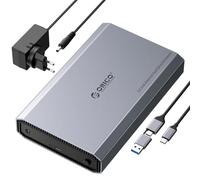 ORICO Aluminium Festplattengehäuse 3,5 Zoll USB C 3.2 6Gbps Externes HDD Gehäuse für 2,5"/ 3,5" SATA HDD SSD Maximal 20 TB mit USB C/A 2-in-1 Kabel, Unterstützt UASP,12 V/ 2A Netzteil (DD35C3)