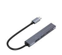 Orico Aluminium Tipo C USB 3.0 Hub 4 Puertos Multi Divisor con PD60W TF SD Lector de Tarjetas y OTG para Accesorios de PC compatibles(USB C Stripe USB3.0)