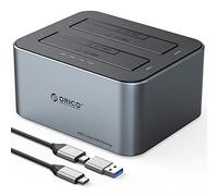 ORICO Base de Conexion Docking Station para Discos de 2.5" y 3.5" con Función de Clonación, UASP, Aluminio USB 3.2 Gen 2 SSD/HDD Estación de Acoplamiento, Soporte 2*18TB, sin Herramientas.