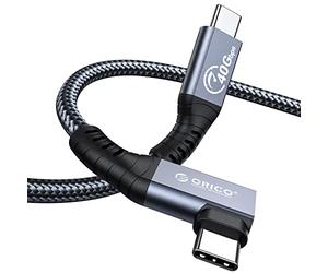 ORICO Cable para Thunderbolt 4, Compatible con Thunderbolt 3/USB4, Tasa de Transferencia 40Gbps, 8K@60Hz (Dos Pantallas 4k@60Hz) con PD 100W (20V/5A) para PC, eGUP y Portátil (Ángulo Recto,0.8M)