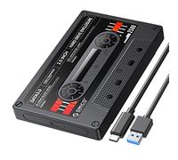 ORICO Caja Externa para Disco Duro 2,5" USB-C con Diseño Retro, Compatible con HDD/SSD SATA I/II/III de 7mm/9,5mm hasta 6TB,Soporta UASP, Instalación sin Herramientas,Incluye Pegatina,ABS-Negro(2580C3