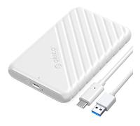 ORICO Carcasa Disco Duro 2.5", 6Gbps Caja Disco Duro USB C 3.1 Gen 1 para HDD SSD SATA I/II/III de 7mm y 9.5mm de Altura con Cable USB, Sopporta UASP, Trim, no Requiere Herramientas(Blanco,25PW1-C)