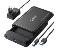 ORICO Carcasa Disco Duro 3.5", USB 3.0 Caja Disco Duro para 2,5" 3,5" HDD SSD SATA I/II/III de hasta 20 TB, Sopporta UASP, sin Herramientas, con Adaptador 12V/2A (Metal + ABS,Negro,DDL35-U3)