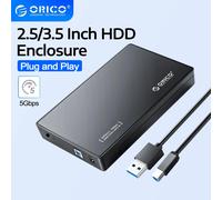 ORICO-carcasa para disco duro externo de 2,5/3,5 pulgadas, SATA a USB 3,0, tipo C, con adaptador de corriente de 12V/2A, compatible con herramienta UASP Fre USB 3.0 AU Plug
