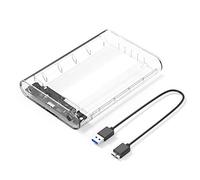 ORICO Carcasa para disco duro externo de 3,5 pulgadas USB 3.0 a SATA, carcasa para HDD sin herramientas con UASP y adaptador de corriente de 12V, hasta 20TB para PS5/Xbox/PC/Mac, (transparente 3139U3)