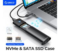 ORICO Carcasa SSD M2 NVMe SATA 10Gbps USB 3.2 Gen 2 NVMe 5Gbps M2 SATA Caja M2 Compatible con M.2 SATA y SSD NVMe 2230, 2242, 2260, 2280 Recintos Sin Herramientas UASP NVMe SATA-Plata
