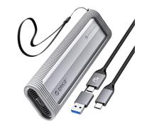 ORICO Carcasa SSD M2 NVMe Sin Herramientas, USB 3.2 10 Gbps Carcasa M2 con Protector de Silicona y Cordón, Carcasa NVMe m.2 de Aluminio para NVMe PCIe M-Key SSD en 2230/2242/2260/2280-AXM2