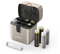 ORICO Cargador de Pilas AA y AAA con 8 Pilas Recargables de Litio 1.5V (4 AA y 4 AAA), Carga Rápida 3h, Compatible con Mando Xbox, Juguetes y Cerraduras, con Cajas de Almacenamiento