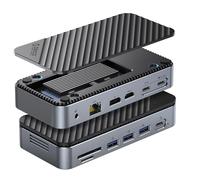ORICO Docking Station USB C 12 en 1 con Carcasa SSD M.2,Hub USB C Dual Monitor con 2 HDMI/DP 4K,3 USB 3.0/3.2 10Gbps,Gigabit Ethernet, 100 W PD, SD/TF,MacBook/DELL/Windows/HP/Surface