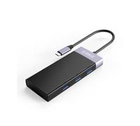 Orico Estación de Acoplamiento 10in1 Hub Activo con 10 Puertos USB-A 3.0 5 Gbps Transfer USB-C Power Delivery 87W Cable HDMI 1.4 VGA Entradas Ethernet Lector de Tarjetas SD y microSD