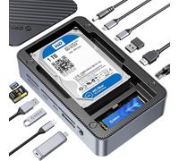 ORICO Estación de acoplamiento USB-C 12 en 1 con doble gabinete SSD - Soporta M.2 NVMe/SATA y unidades SATA de 2,5"/3,5" hasta 26TB, 10Gbps USB, 4K HDMI@60Hz D35M2-V1