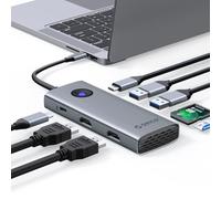 ORICO Estación de carga USB C con HDMI dual, 8 en 1 USB C Hub con 2 HDMI 4K @ 60Hz, 2 Tipo-A 3.0, Tipo C 3.0, 100W PD, lector de tarjetas TF/SD, USB 3.0 Multiport Adaptador para MacBook/Dell/HP