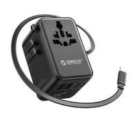 ORICO GAN 70W Adaptador de Viaje Universal, con 70W Carga Rápida PD, 2 Puertos USB-C + 2 USB-A, Enchufe Internacional para España, UE, Reino Unido, USA, Latinoamérica - UAX(Negro)