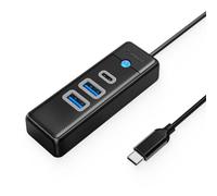 Orico Hub - Adaptador USB-C a 2 puertos USB 3.0 + USB-C, 0,15 m, color negro
