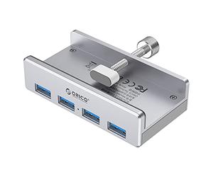 ORICO Hub USB 3.0 4 Puertos, Hubs USB Tipo Clip 5Gbps Mini Hub Datos Aluminio Multi USB con Cable 150 cm (A a A, Blanco) para Monitores