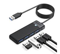 ORICO Hub USB 3.0, 4 Puertos USB Distribuidor con Cable Largo de 180 cm, Ultrafino Tipo A, concentrador de Datos de 5 Gbps, Adaptador multipuerto para MacBook, Mac Pro/Mini, Mobile HDD, Surface Pro