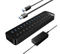 ORICO Hub USB 3.0 Activo 13 Puertos Alimentado 60W Multi Hub de Extensión USB con interruptores LED de Individuales, Adaptador de 12 V/5 A para Computer, PC, iMac, Mobile HDD, Flash-Laufwerk, iPad