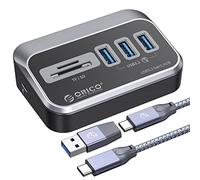 ORICO Hub USB C 3.2 Gen1 de 5 Puertos, 3 USB A y Lector de Tarjetas SD/TF, Cable USB C a C y Adaptador USB A, Concentrador de Datos de 5Gbps para Macbook, Macbook Pro