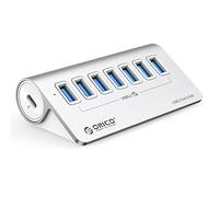ORICO Hub USB C 3.2 Gen2 de 7 Puertos, Concentrador Alimentado 10Gbps con 7 USB-A, Divisor USB C de Aluminio con Cable 0.5m para Macbook, Macbook Pro