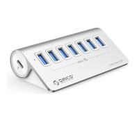ORICO Hub USB C 3.2 Gen2 de 7 Puertos, Concentrador Alimentado 10Gbps con 7 USB-A, Divisor USB C de Aluminio con Cable 1.0m para Macbook, Macbook Pro