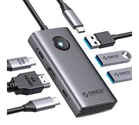 ORICO Hub USB C, 6 en 1 estación de Acoplamiento con HDMI 4K, Carga PD 100W, 4 Puertos de Datos USB, Adaptador USB C 5Gbps Compatible con iPhone 16 15 MacBook iPad Pro Air Mac Mini M4 Surface Galaxy