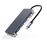 ORICO Hub USB C, Aluminio+PC 7 en 1 Adaptador, Tipo C Hub a HDMI 4k, 3 Puertos USB 3.0, Suministro de Energía de 100 W, Lectores de Tarjetas SD/TF Compatible para MacBook Air/Pro iPad XPS