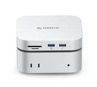 ORICO Mac Mini M4 512 GB Almacenamiento Externo & Docking Station, SSD Externo 5Gbps(460MB/s), USB A* 4, USB-C, SD/TF 3.0, 3.5mm Audio, Cable * 2 - M4SE