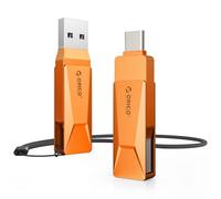 ORICO Memoria USB 128 GB USB 3.2 OTG, hasta 150 MB/s, Naranja, CB05 | Pendrive 2 en 1 Tipo C, Carcasa de Metal, Compatible con iPhone 17/16/15, Android, Smartphones, Tablets, Mac y Portátiles